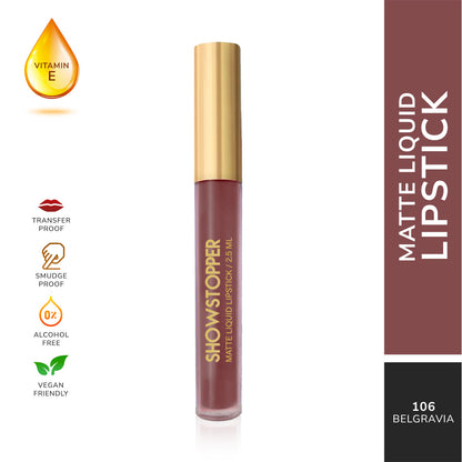 Showstopper Matte Liquid Lipstick (Color -  BELGRAVIA)